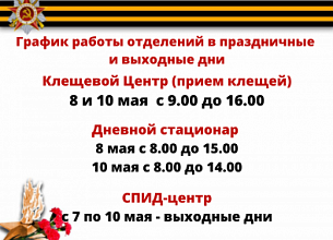 РЕЖИМ РАБОТЫ ЦЕНТРА 7-10 МАЯ